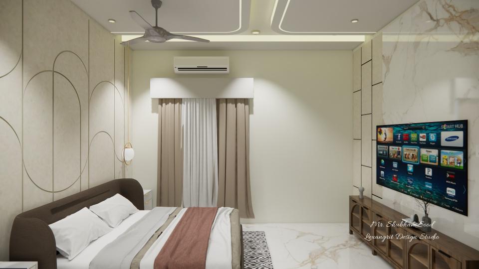 Parents Bedroom luxurious & comfortable bed and sleek tv unit