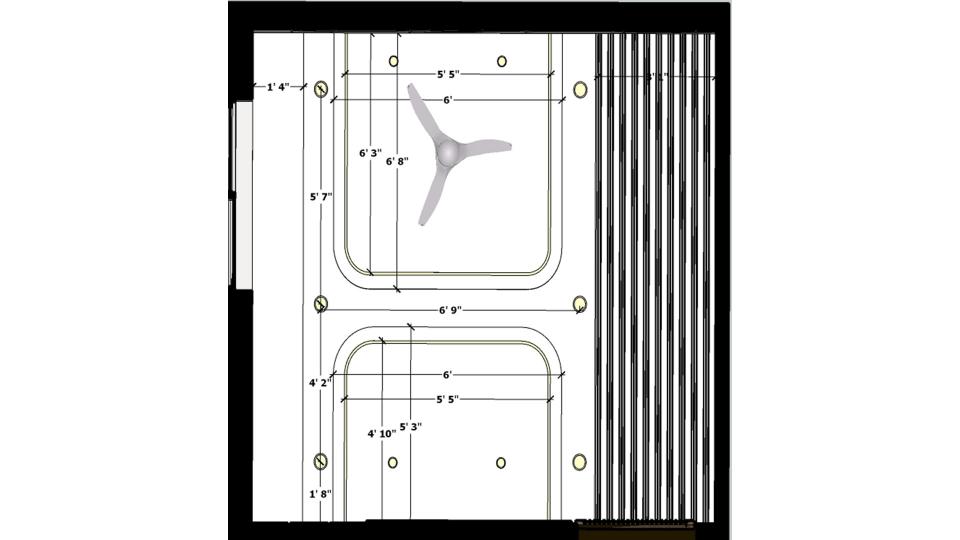 Parents Bedroom tv false ceiling view  2d view