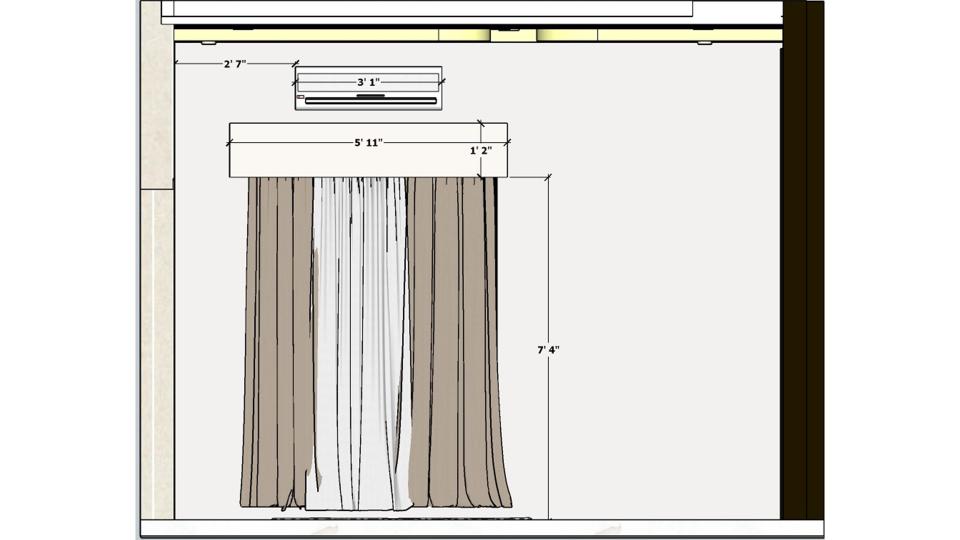 Parents Bedroom window,ac and pelmet 2d dimensions