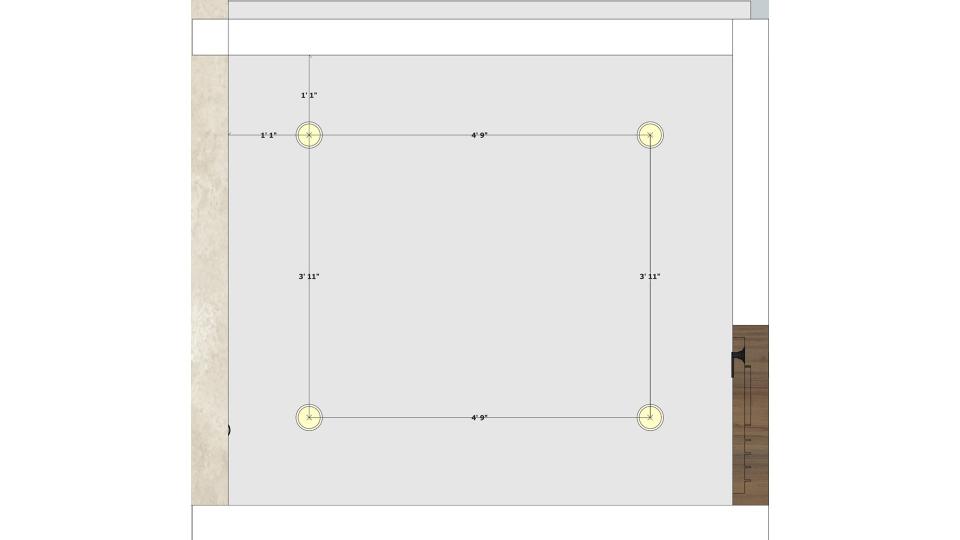 Powder Bathroom false ceiling view  2d dimensions