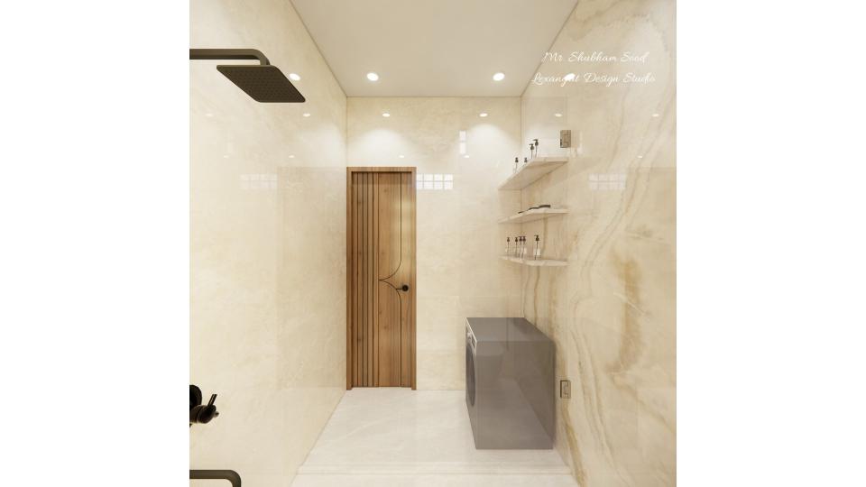 Powder Bathroom  washing machine & some storage