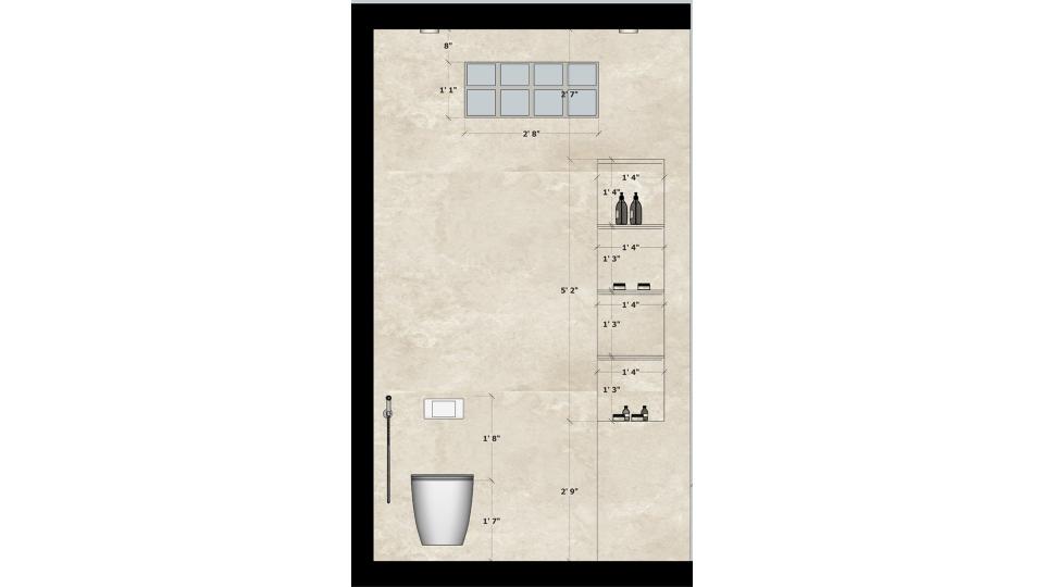 Powder Bathroom WC area 2d dimensions
