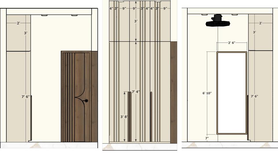 walk in closet wardrobe with mirror view 2d dimensions