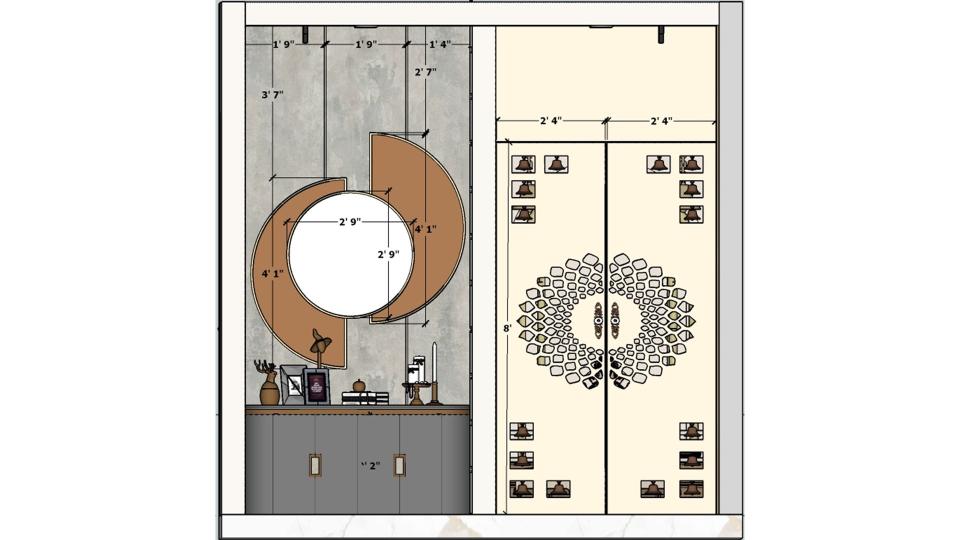 Wash basin and some storage  & puja unit cnc jali cutting door 2d dimensions