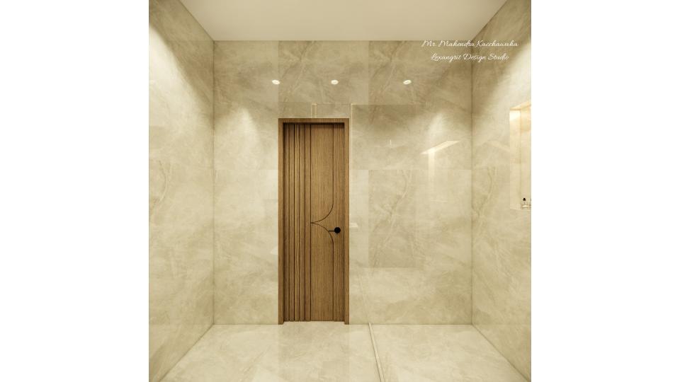 Bathroom wall tiles design on ivory