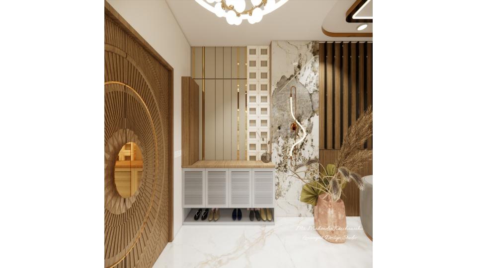 Beautiful foyer with shoe cabinet design idea