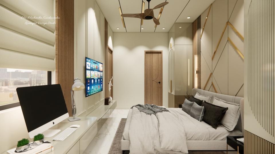 Bedroom with study unit and TV unit