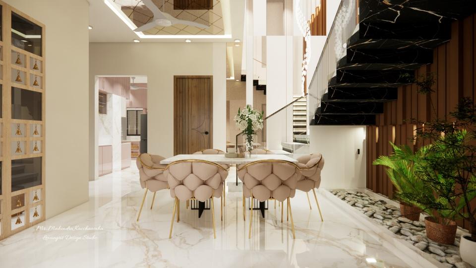 Design of dinning with below stairs