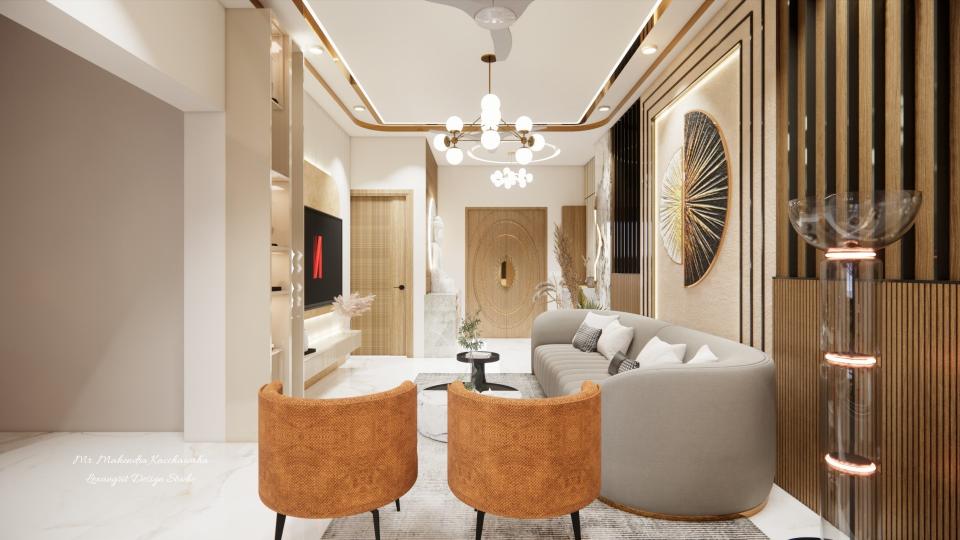 Living room to foyer and entrance design view