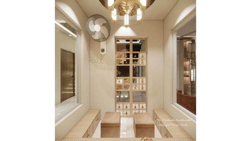 Puja room glass door design