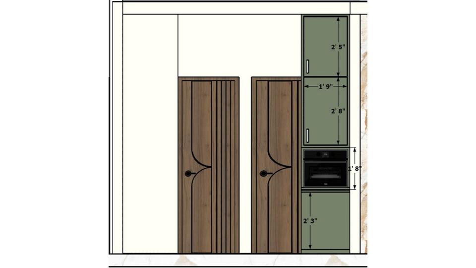 Kitchen tall unit 2d dimensions