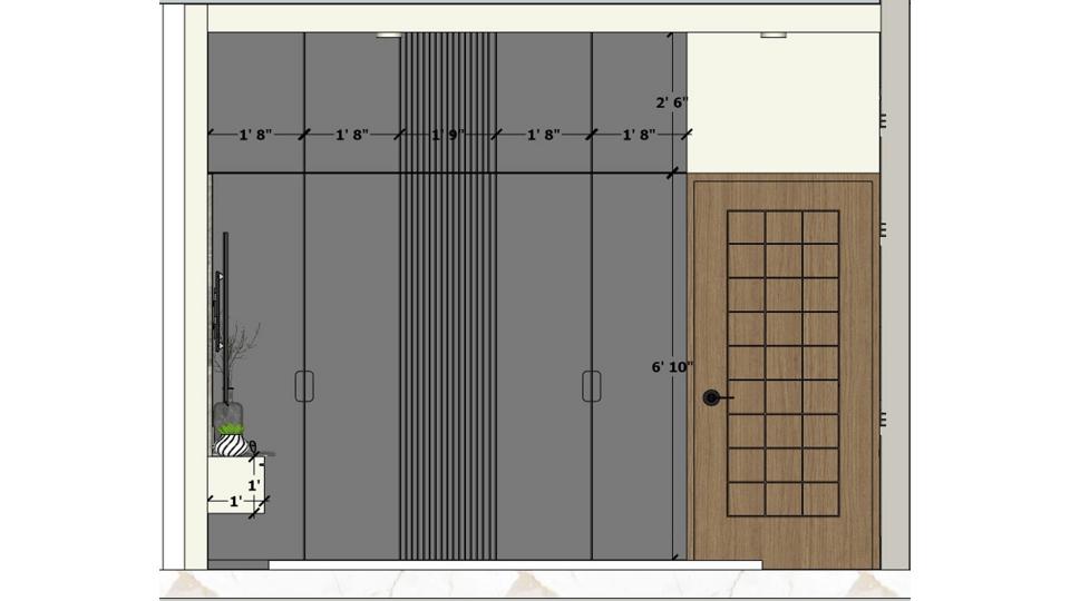 Living room decorative wardrobe design  2d dimensions