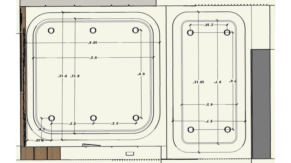Living room false ceiling two fan 2d dimensions