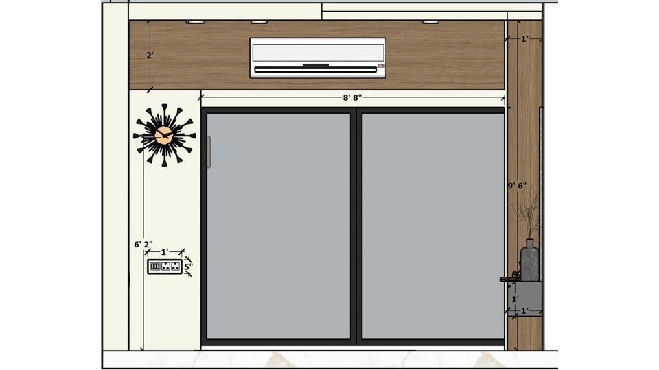 Living  room showing comfortable seating area and sleek tv unit   2d dimensions