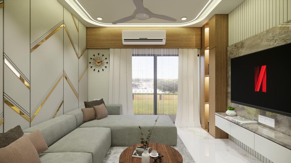 Living  room showing comfortable seating area and sleek tv unit