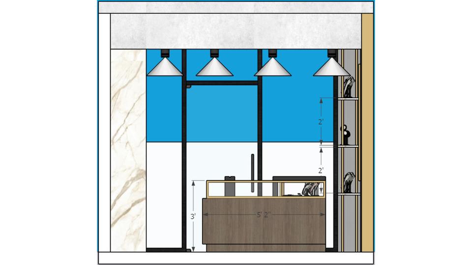 Jewellery shop entrance design 2d dimentions