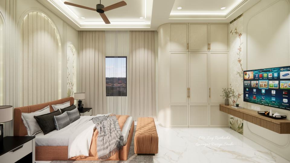 bedroom with white wardrobe