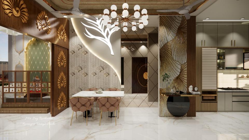 dinning wall design with console table and dinning table