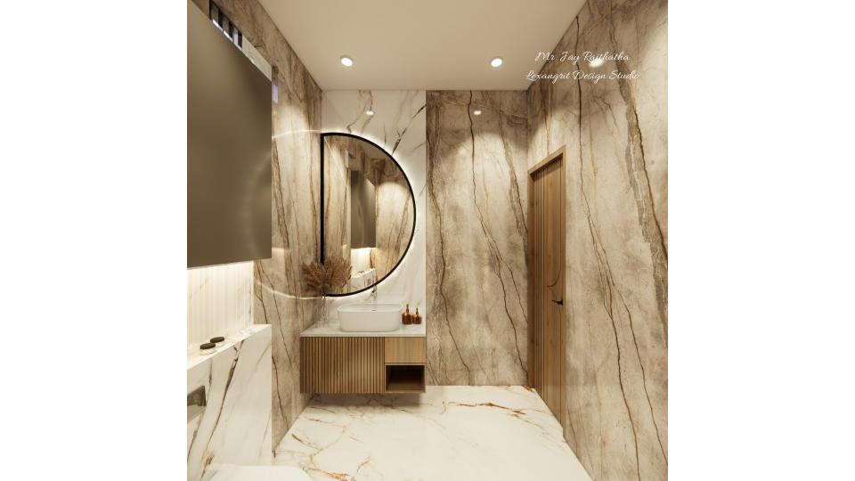 toilet vanity with half moon mirror