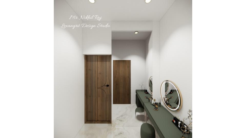 Large mirror with dressing table & round shape small designing mirror