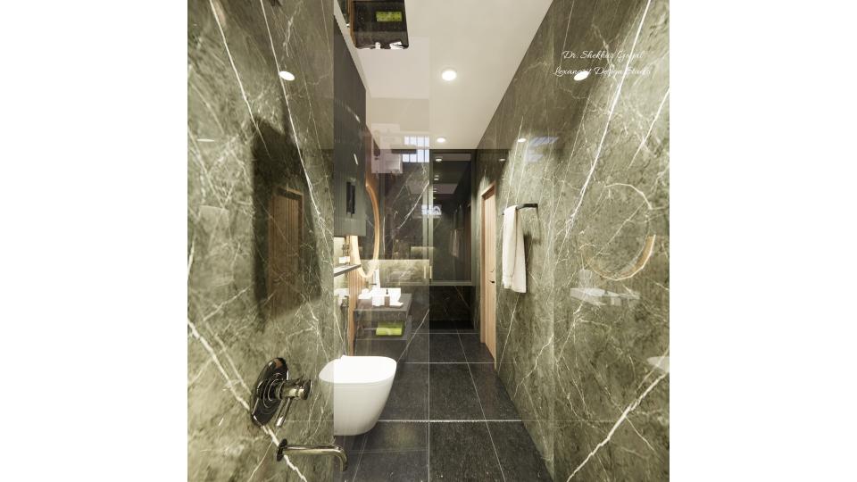 After entrance view toilet