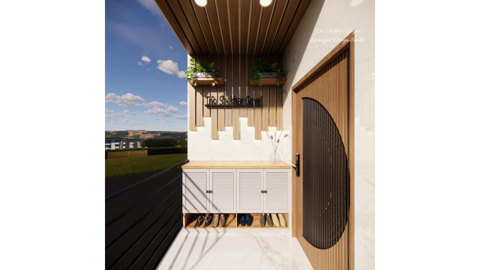 Decorative entrance view and shoes cabinet