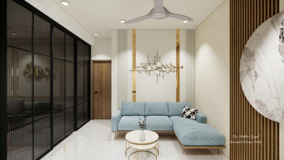 Living seating area and decorative wall design