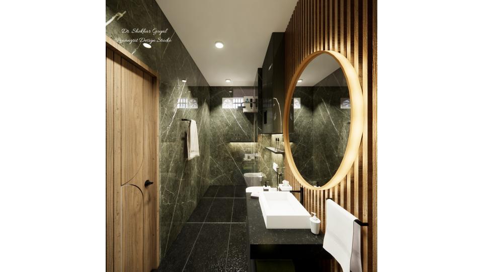 Toilet showing vanity unit,wc area and shower area