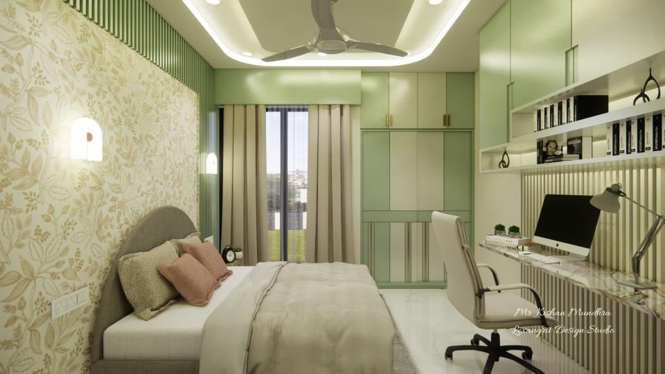 banana leaf green wardrobe and study unit