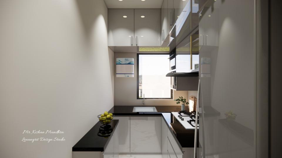 Kitchen showing sink area, water purifier and some storage