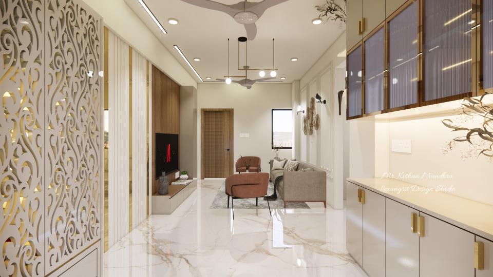 Living room puja unit area to entrance area view