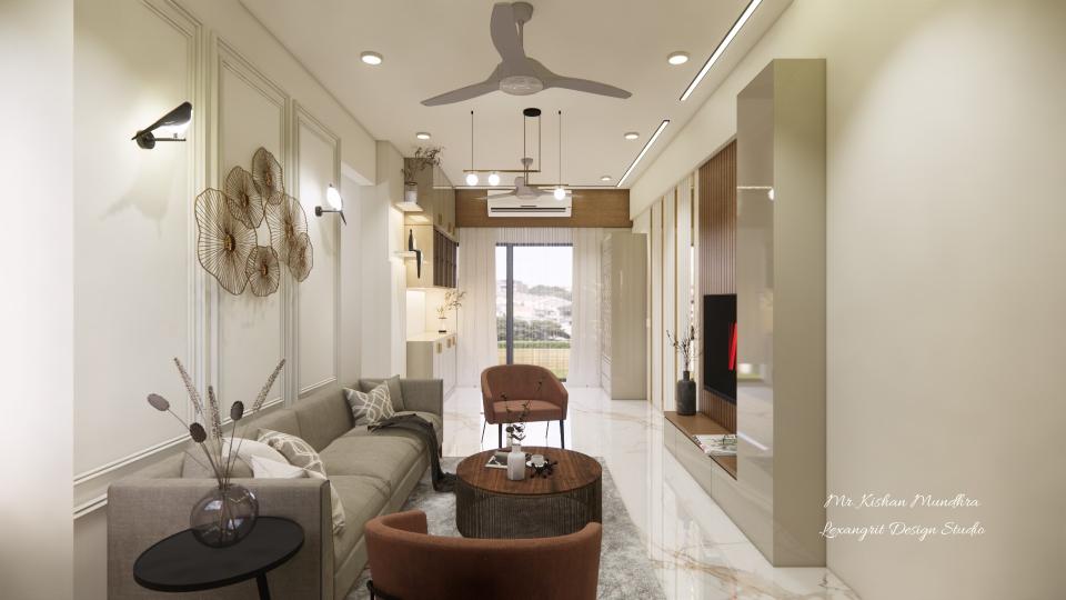 Living showing seating area to balcony area view