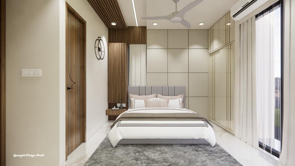 Showing luxury bed and hanging side table