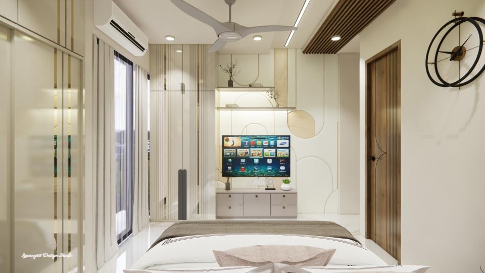 Tv unit front view and some storage decorative bak wall