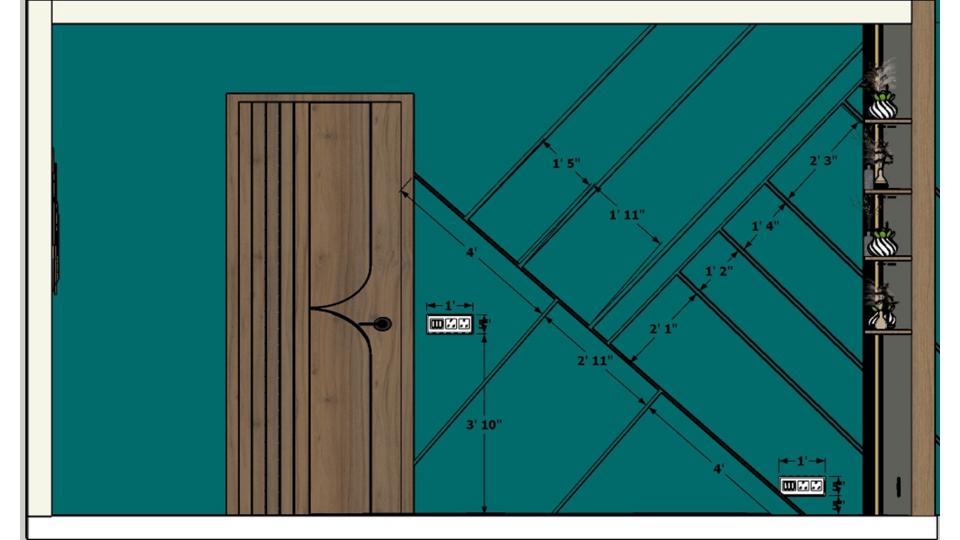 Drawing Room decorative wall 2d dimensions