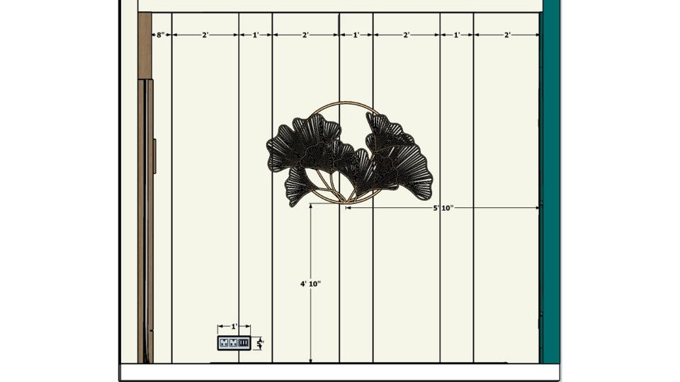 Drawing Room large sofa seating area front of center table and decorative wall 2d dimensions