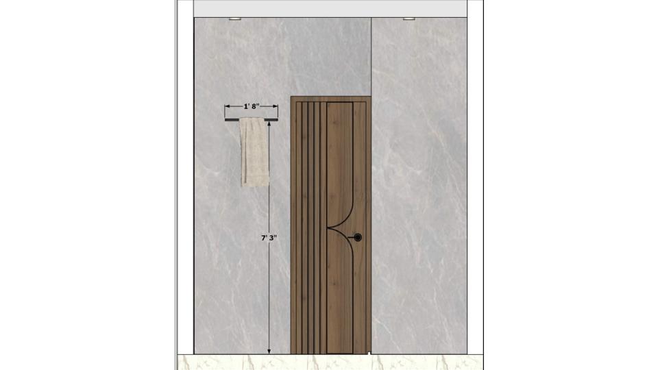 Washroom towel road hight & length 2d dimensions