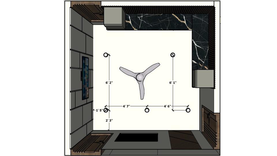 Fall ceiling view 2D dimension