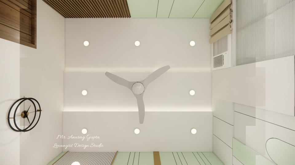 Guest bedroom single fan false ceiling view