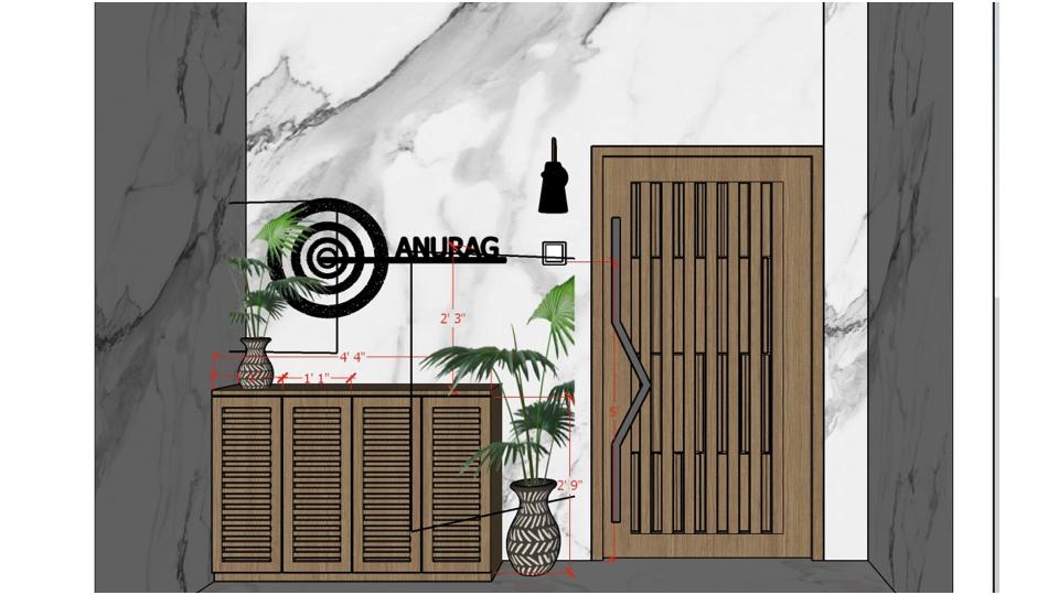 Image of the foyer area view and show rack 2d dimensions