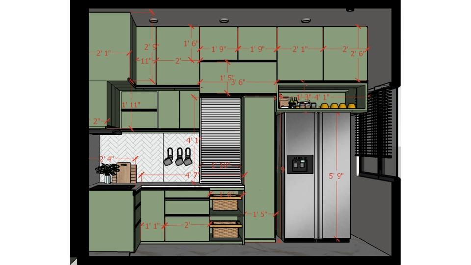 Image of the kitchen displaying a functional cooking area with a gas stove, oven, and a range hood against a tiled wall 2d dimensions