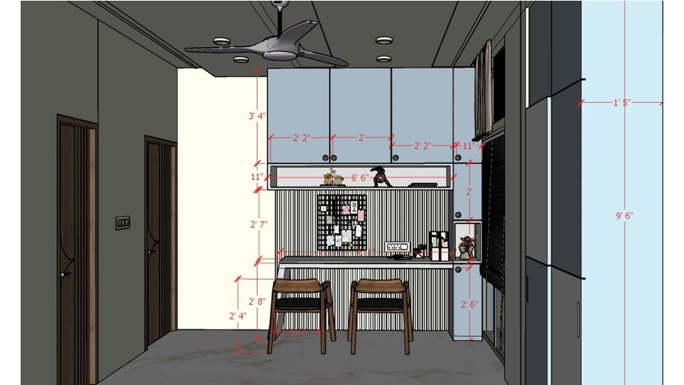 Kids bed room displaying a stylish bookcase filled with books and decorative items against a neutral-toned wall 2d dimensions