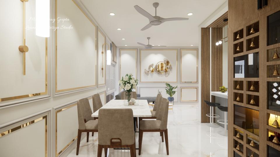 Living room & Dining room  view and decorative wall  design