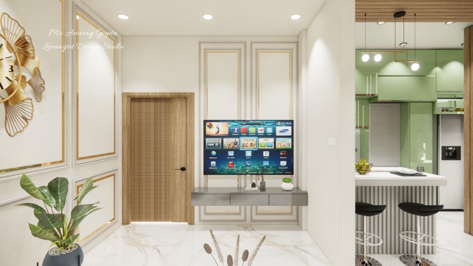 Living room entrance and sleek tv unit