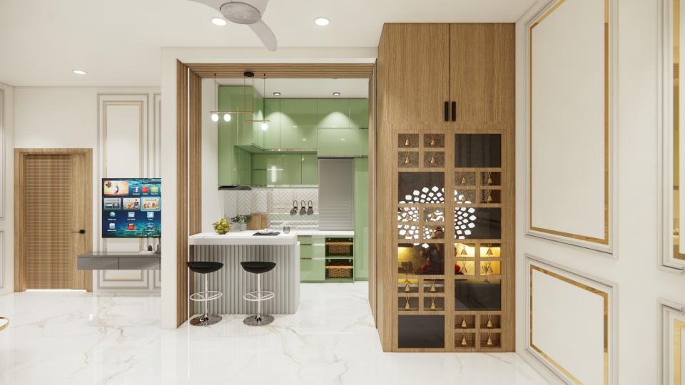 Living room to kitchen & puja room entrance view