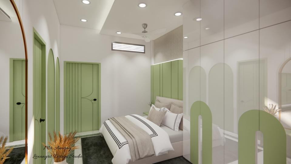 image of the guest bedroom highlighting a built-in wardrobe with stylish handel and ample storage