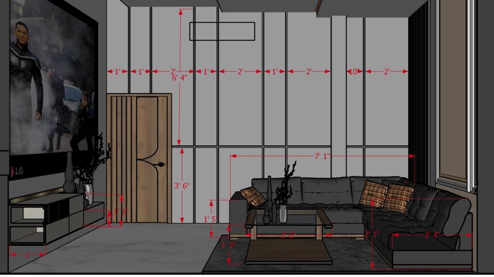 Luxurious theater seating area and decorative wall design  2d dimensions