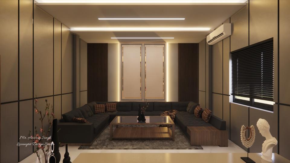 Luxurious theater seating area and decorative wall design