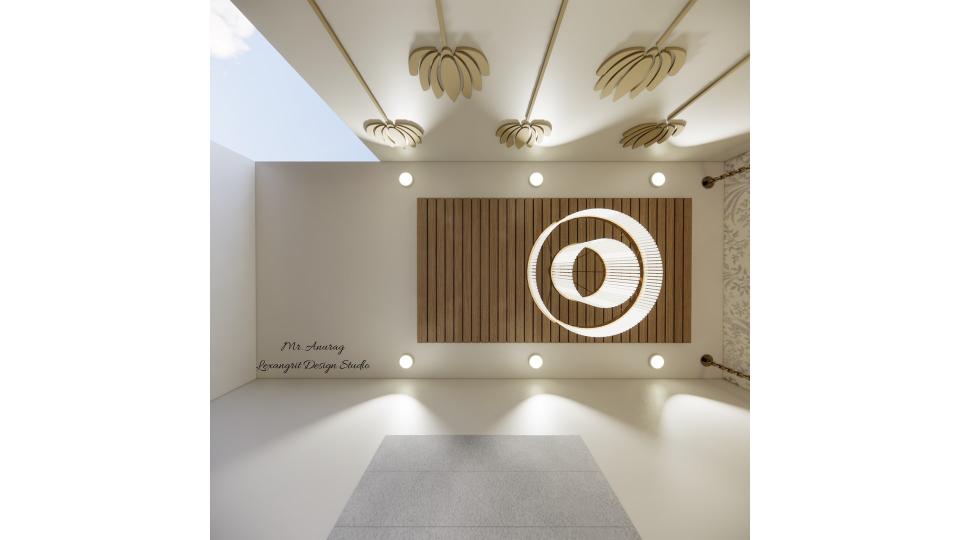Puja room wooden false ceiling view