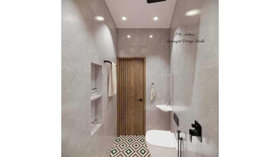 Attached bathroom shower area and wc area ,towel rails